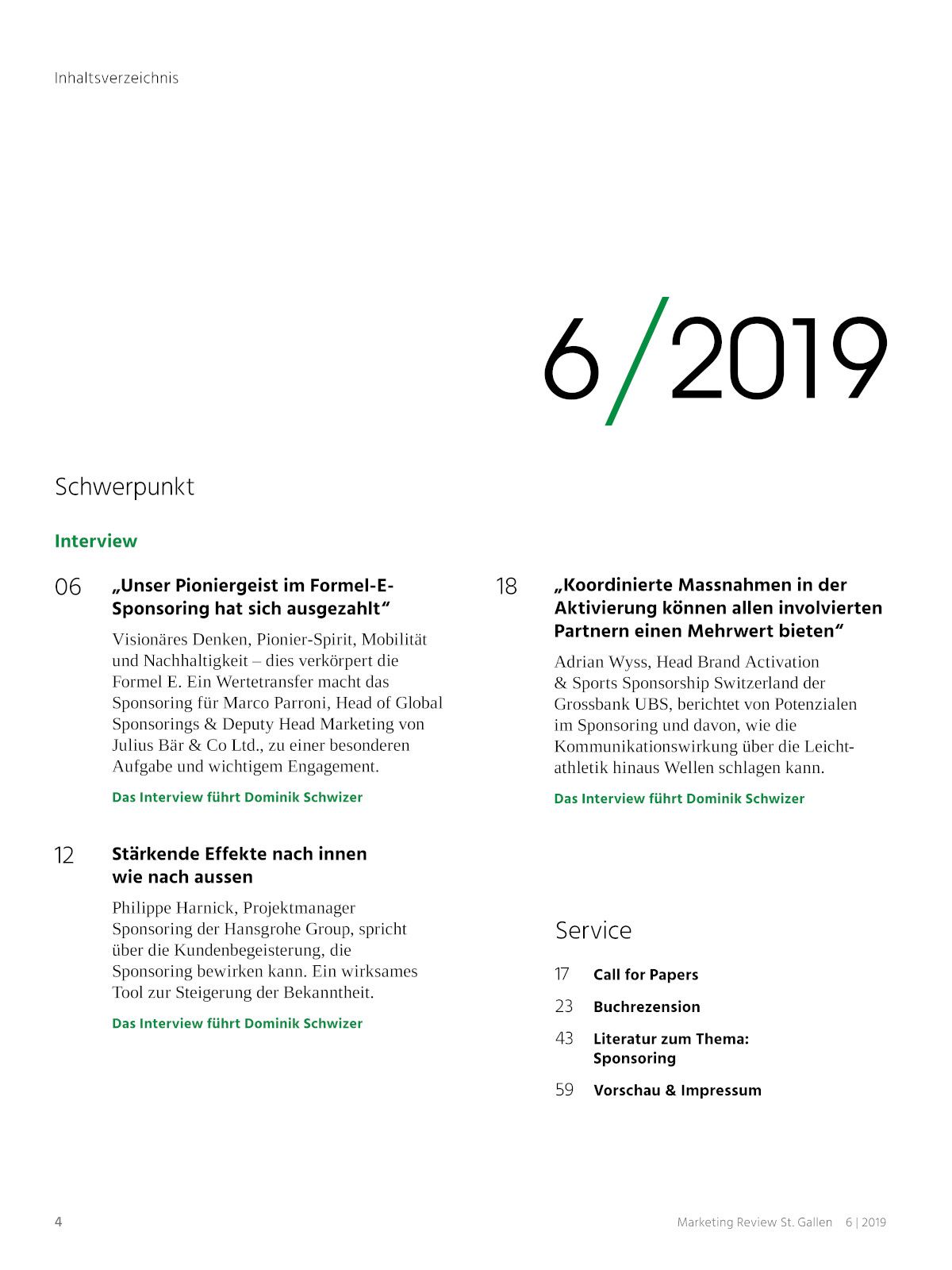 Marketing Review 6-2019 Inhaltsverzeichnis