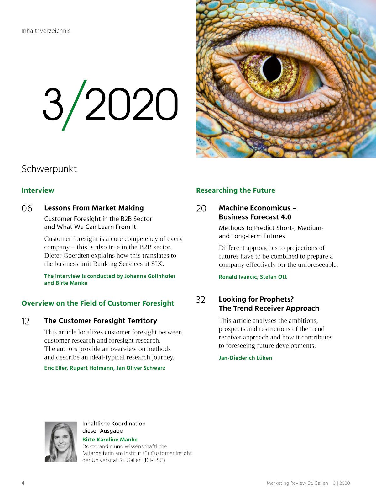 Marketing Review 3-2020 Inhaltsverzeichnis