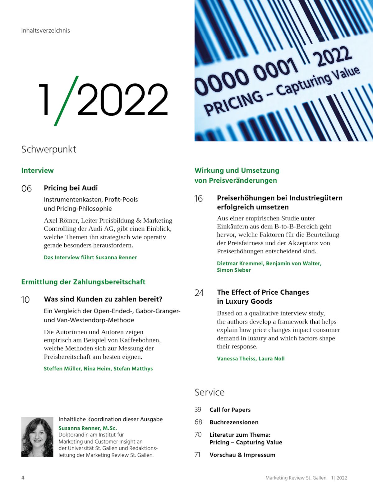 Marketing Review 1-2022 Inhaltsverzeichnis
